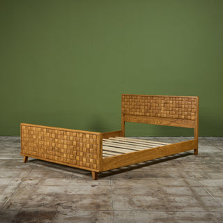 Paul Laszlo "Basket Weave" Bed Frame for Brown Saltman