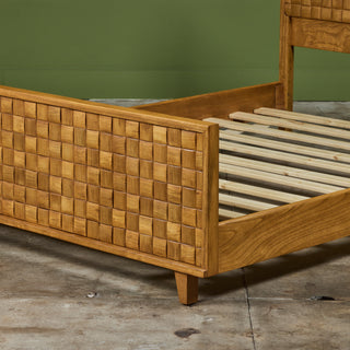 Paul Laszlo "Basket Weave" Bed Frame for Brown Saltman