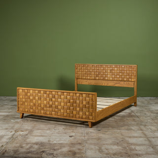 Paul Laszlo "Basket Weave" Bed Frame for Brown Saltman