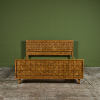 Paul Laszlo "Basket Weave" Bed Frame for Brown Saltman