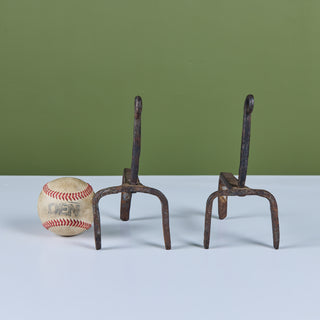 Pair of Wrought Iron Andiron Bookends