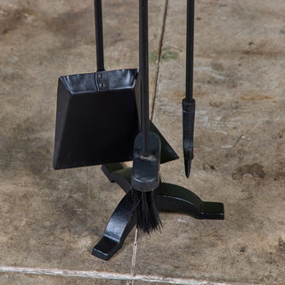 Petite Wrought Iron and Brass Handle Fireplace Tool Set