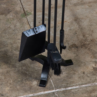 Petite Wrought Iron and Brass Handle Fireplace Tool Set