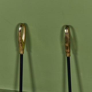 Petite Wrought Iron and Brass Handle Fireplace Tool Set