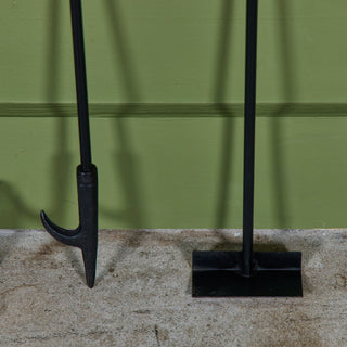 Petite Wrought Iron and Brass Handle Fireplace Tool Set