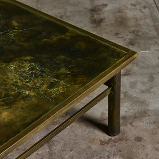 Philip & Kelvin Laverne Acid Etched Bronze "Zodiac" Coffee Table