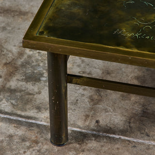 Philip & Kelvin Laverne Acid Etched Bronze "Zodiac" Coffee Table