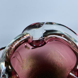 Purple Murano Glass Ashtray with Gold Dust
