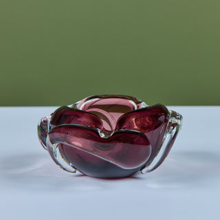 Purple Murano Glass Ashtray with Gold Dust