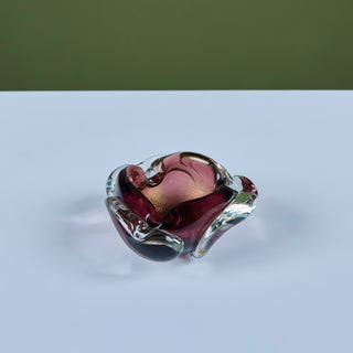 Purple Murano Glass Ashtray with Gold Dust