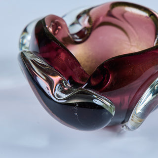 Purple Murano Glass Ashtray with Gold Dust