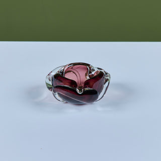 Purple Murano Glass Ashtray with Gold Dust