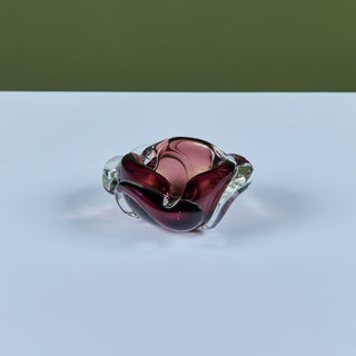 Purple Murano Glass Ashtray with Gold Dust
