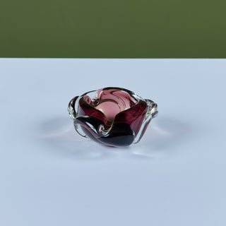 Purple Murano Glass Ashtray with Gold Dust