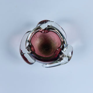 Purple Murano Glass Ashtray with Gold Dust