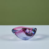 Pinched Blue and Purple Sommerso Glass Bowl