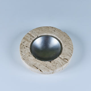 Fratelli Mannelli Travertine Ashtray with Metal Dish for Raymor