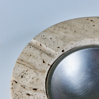 Fratelli Mannelli Travertine Ashtray with Metal Dish for Raymor