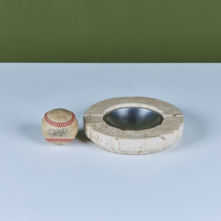 Fratelli Mannelli Travertine Ashtray with Metal Dish for Raymor