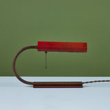Red Enamel Desk Lamp in the Style of Gilbert Rohde