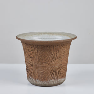 Robert Maxwell Incised Studio Pottery Planter with Flared Lip