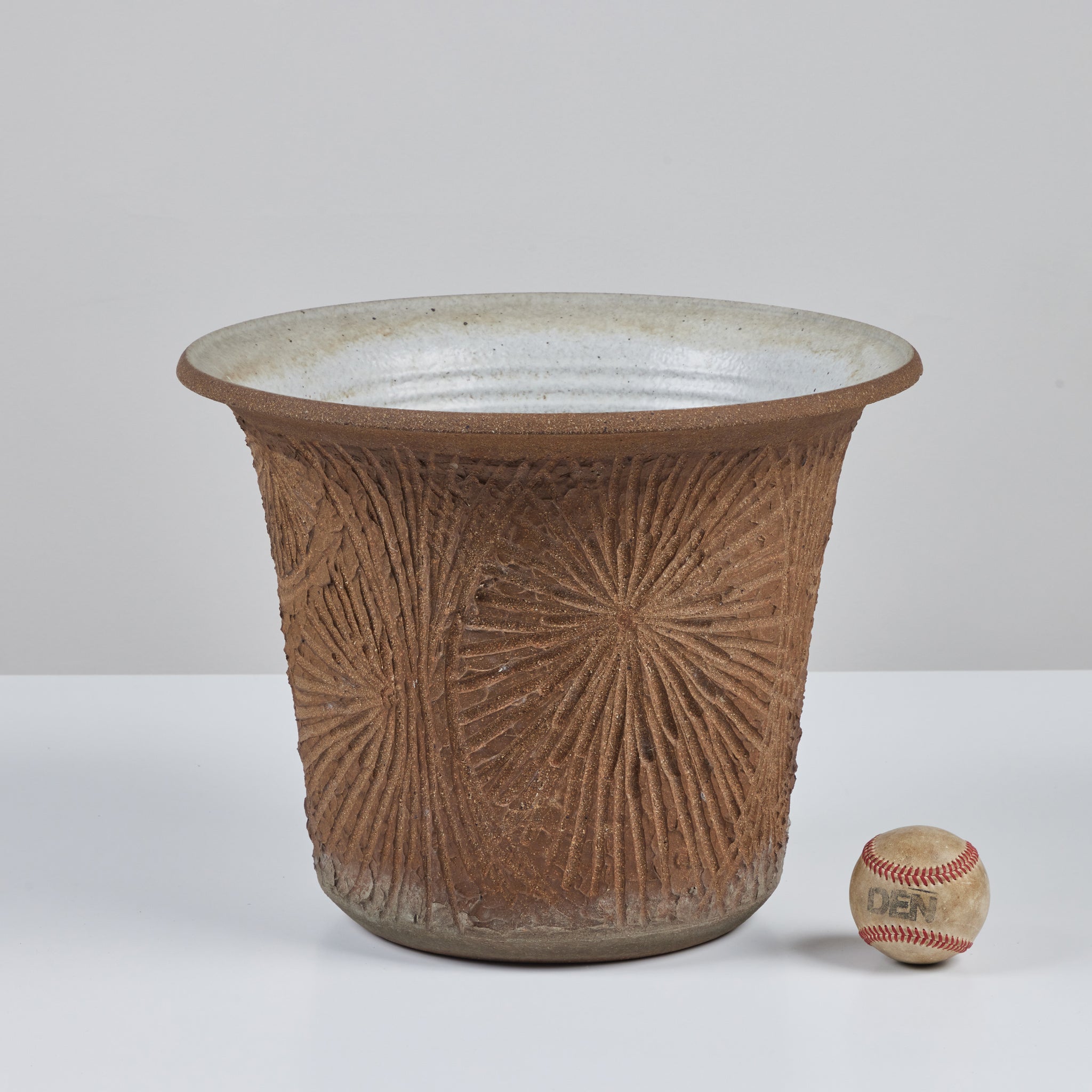 Robert Maxwell Incised Studio Pottery Planter with Flared Lip