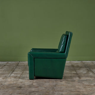 Roche Bobois Green Leather Lounge Chair