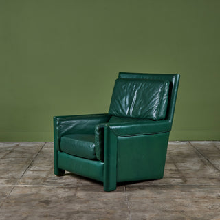 Roche Bobois Green Leather Lounge Chair