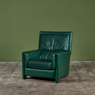 Roche Bobois Green Leather Lounge Chair