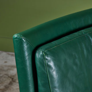 Roche Bobois Green Leather Lounge Chair