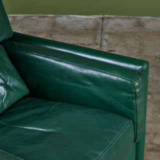 Roche Bobois Green Leather Lounge Chair