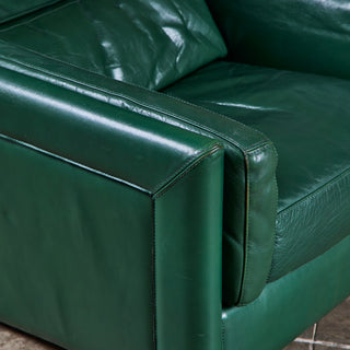 Roche Bobois Green Leather Lounge Chair