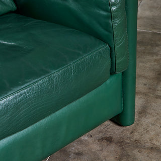 Roche Bobois Green Leather Lounge Chair