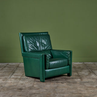 Roche Bobois Green Leather Lounge Chair