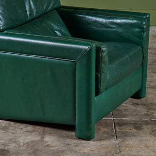 Roche Bobois Green Leather Lounge Chair