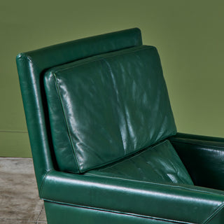 Roche Bobois Green Leather Lounge Chair