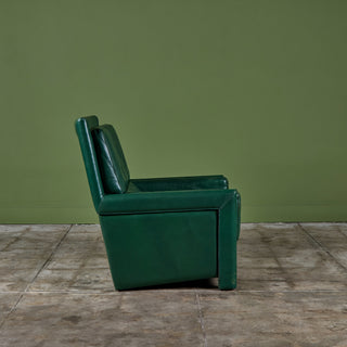 Roche Bobois Green Leather Lounge Chair