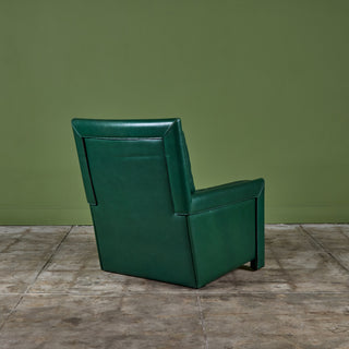 Roche Bobois Green Leather Lounge Chair