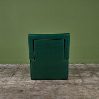 Roche Bobois Green Leather Lounge Chair