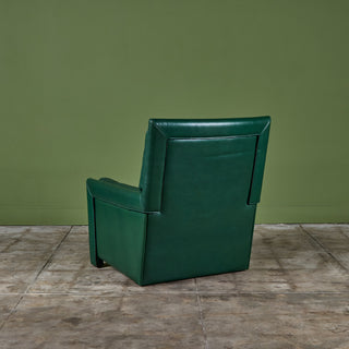 Roche Bobois Green Leather Lounge Chair