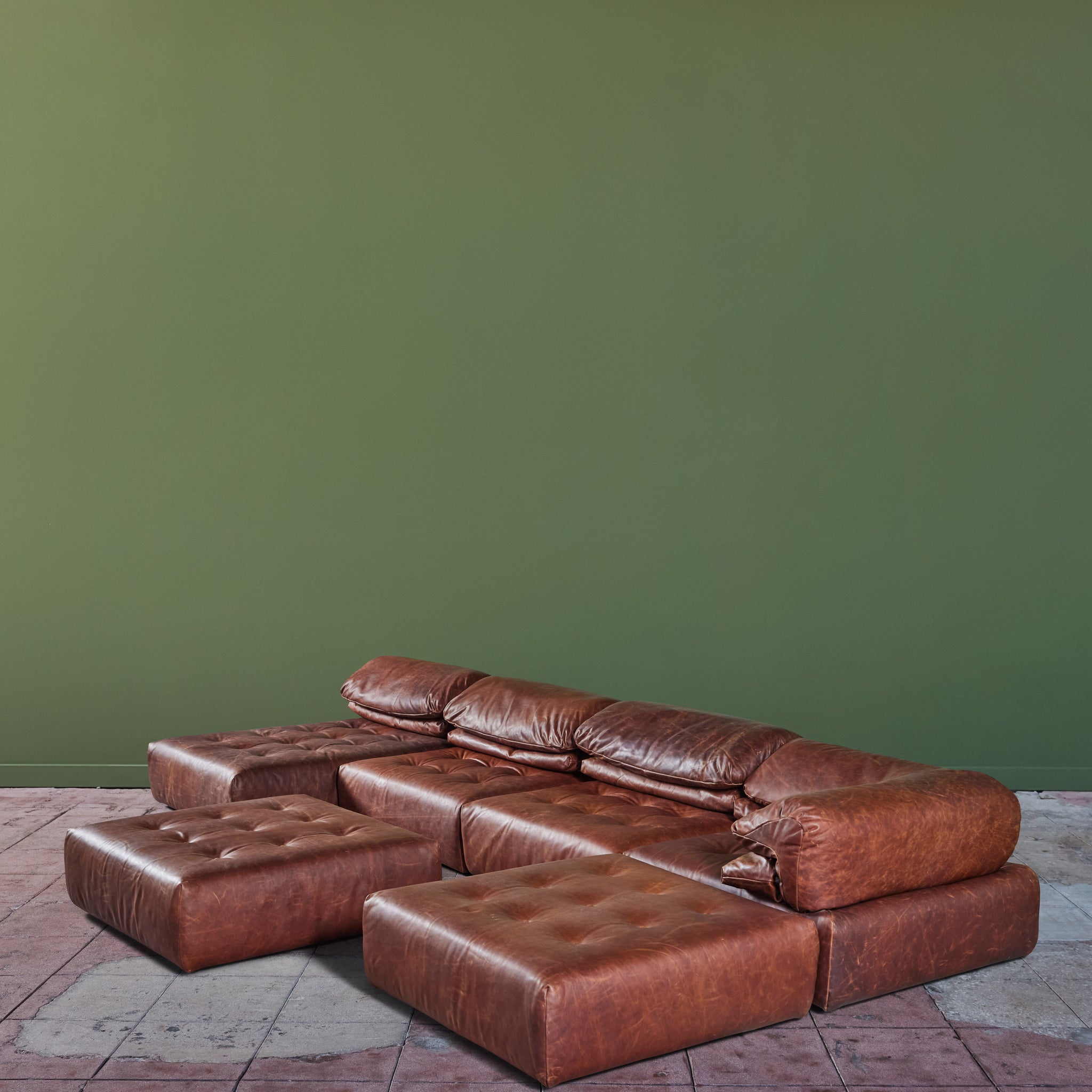 Roche Bobois Voyage Immobile Leather Modular Sectional Sofa