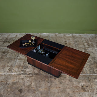 Rosewood Sliding Coffee Bar Table by E. Pedersen & Søn