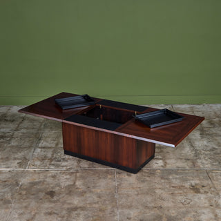 Rosewood Sliding Coffee Bar Table by E. Pedersen & Søn