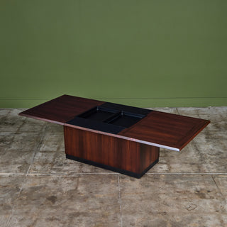 Rosewood Sliding Coffee Bar Table by E. Pedersen & Søn