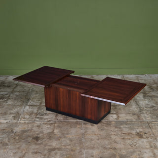 Rosewood Sliding Coffee Bar Table by E. Pedersen & Søn