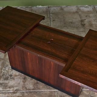 Rosewood Sliding Coffee Bar Table by E. Pedersen & Søn
