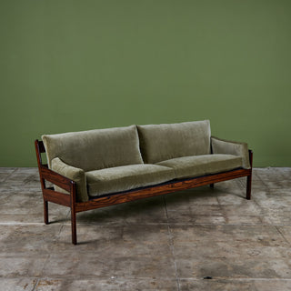 Rosewood and Mohair Velvet Sofa