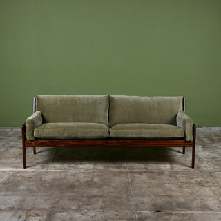 Rosewood and Mohair Velvet Sofa