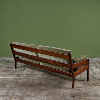 Rosewood and Mohair Velvet Sofa