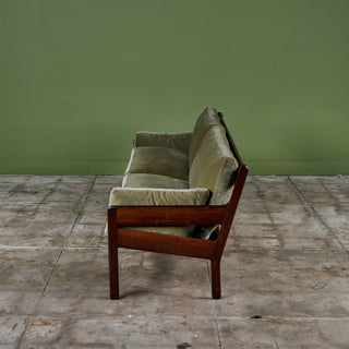 Rosewood and Mohair Velvet Sofa